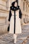 Plush Lined Colorful Garnished Coat Black Hm2963