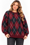 Women's Diamond Patterned Crew Neck Knitwear Sweater - 4