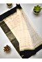 Traditional kanjeevram Saree with Zari Border, beige and Black with Gold Accents - 4