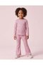 Girls Pink Floral Printed Flare Rib Leggings - 2