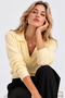 Women's Yellow Polo Neck Long Sleeve Knitwear Blouse - 3