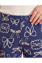 Girls Navy Bow All Over Print Leggings - 3