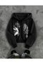Gothic Design Oversize Zippered Unisex Hooded Cardigan