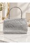 Women's Glittery Evening Dress Handbag – Special Occasion and Event Bag with Metal Handle and Broken Glass Pattern - 6