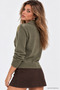 Women's Khaki Polo Collar Long Sleeve Knitwear Blouse - 4