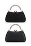Women's Black Lace Detailed Evening Dress Handbag with Stone Handle - 2