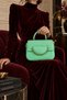 Dicle Women's Faux Leather Chain Detailed Knitted Strap Handbag Water Green - 3