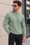 Hair Knit Crew Neck Wool Blend Men's Knitwear Sweater - Çağla - 2