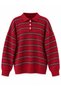 Sadie Striped Oversize Polo Collar Knit Sweater Women's Red