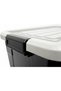 Storage Box 50L With Lockable Lid & Wheels, Black Plastic Organizer Black Box For Storing Clothes, Toys, Tools, Medicine, Office/Kitchen Supplies, Arts & Crafts - 3