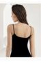 Women's Black Rope Strap Lycra Single Jersey Undershirt m New Season (3 Pieces Economic Package) - 2
