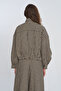 Women's Gingham High Collar Draped Jacket - 5