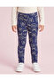 Girls Navy Bow All Over Print Leggings
