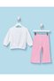 Infant Girls White and Pink Active Jogging Suit - 6