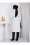 Fox Fabric Button Detail Double-Breasted Collar Soft Textured Women's Long Tunic Coat - 8
