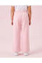 Girls Pink Plain Wide Leg Pants - 4