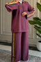 5296 - Stylish, Comfortable, Casual Modal Lace Trim Fabric Half Zipper Women's Set - 6