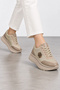 Mesa Women's Glittery Lace-Up Casual Sneaker Shoes - Beige - 2