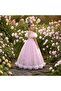 Powder Pink Butterfly Long Evening Dress - 4