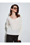 V-Neck Draped Mercerized Sweater - 3