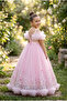 Powder Pink Butterfly Long Evening Dress - 3