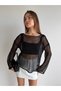 Transparent Boat Neck Blouse