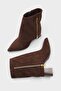 Ruthe Suede Look Zippered Pointed Toe Thick Heeled Stylish Boots - 5