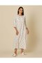 Women Ivory Floral Print Nightgown With Neck Detailing - 4