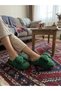 Bow Detailed Plush House Slippers Soft Insole Winter House Slippers Dowry Slippers Gift - 3
