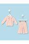 Infant Girls Pink Plain Collared Scuba Sweatshirt - 5