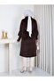Fox Fabric Button Detail Double-Breasted Collar Soft Textured Women's Long Tunic Coat - 8
