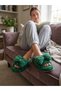 Bow Detailed Plush House Slippers Soft Insole Winter House Slippers Dowry Slippers Gift