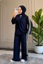 5296 - Stylish, Comfortable, Casual Modal Lace Trim Fabric Half Zipper Women's Set - 2