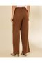 Women Brown Plain Suede Trousers - 3