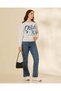 Women Grey Printed Stitch Crew Neck Sweatshirt - 2