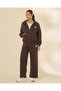 Women Brown Cropped Zip-Up Hooded Sweatshirt - 2