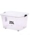 Storage Box 25 L With Lockable Lid & Wheels Clear Plastic Organizer – Transparent Box Storing Clothes, Toys, Tools, Medicine, Arts & Crafts, Kitchen Etc (1 X 25L Storage Box)