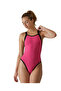 Women's Training Swimsuit Wide Strap Open Back Solid Pink Black