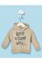 Infant Boys Beige Printed Hooded Sweatshirt