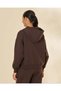 Women Brown Cropped Zip-Up Hooded Sweatshirt - 3