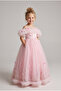 Powder Pink Butterfly Long Evening Dress - 2