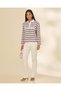 Woman Pink Striped Polo T-Shirt - 2