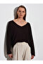 V-Neck Draped Mercerized Sweater