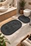Nerissa 2-Piece Plush Bath Mat Set Round and Oval Mat Sets with Non-Slip Base, Soft Textured, Stylish and Decorative Bath Rug, Modern Design - 2
