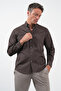 Brown Buttoned Collar Long Sleeve Slim Fit Cotton Shirt 1004260235 - 3