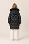 Girl's Hooded Furry Long Quilted Winter Puffer Coat - Black - 4
