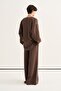 Women's Modal Loose-Fit Trouser Suit Striped Brown - 5
