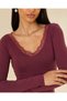 Women Navy V-Neck Long Sleeve T-Shirt - 4