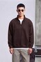 Men's Regular Fit Stand Collar Half Zipper 3 Thread Sweatshirt - 3
