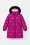 Girl's Hooded Fur-Lined Long Quilted Winter Puffer Coat - Cherry